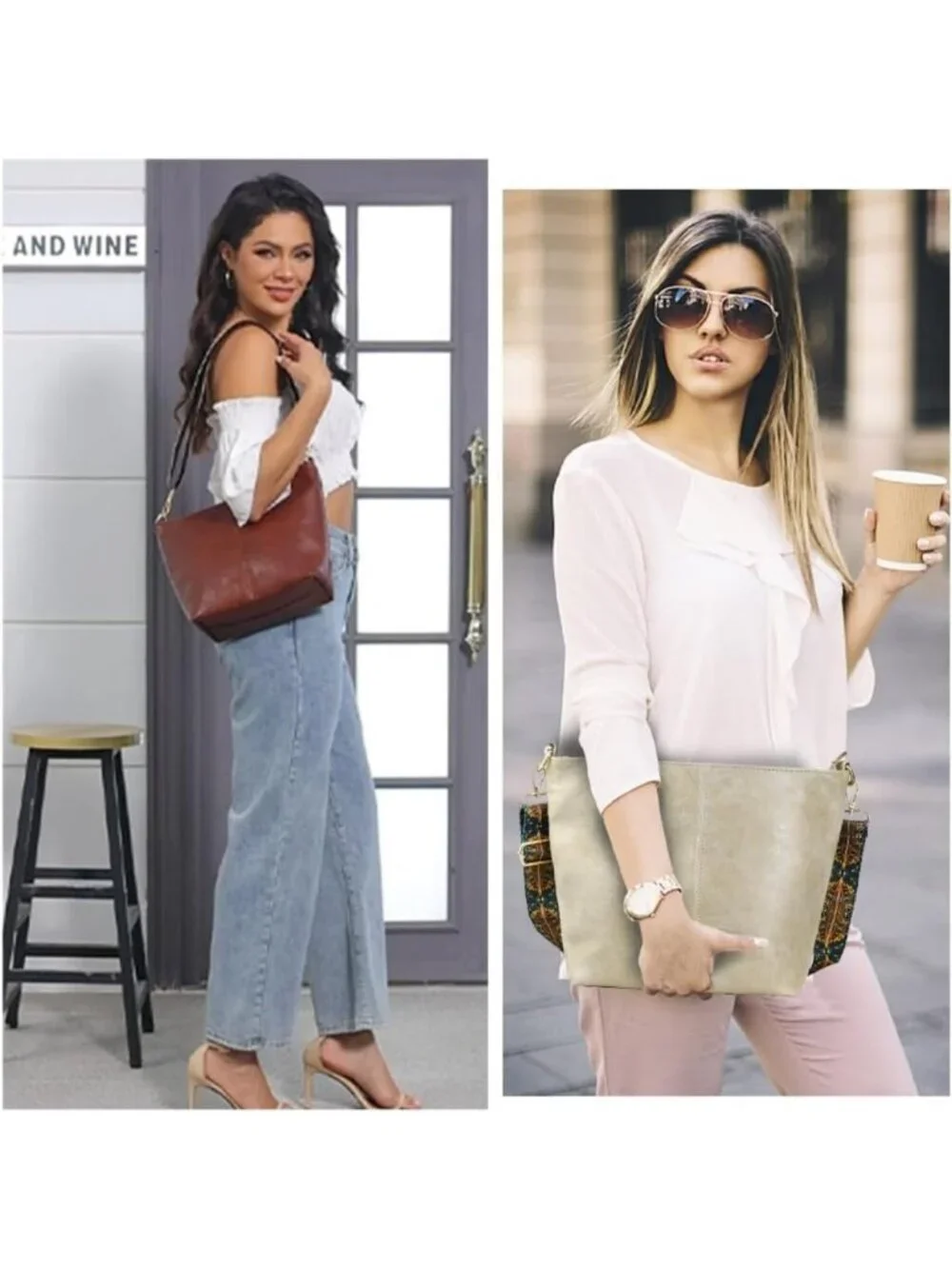 Stylish Vegan Leather Crossbody Hobo Bag with Guitar Strap & Zipper Closure for